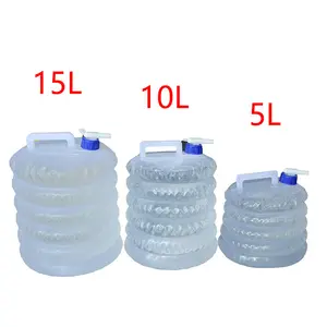 Sac d'eau télescopique pliable PE, seau en plastique télescopique 5l-15l, voiture de Camping, robinet autonome