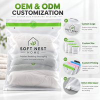Sacs d'emballage personnalisés en PE dépoli pour literie avec fermeture éclair coulissante au bas pour draps, housses de couette, taies d'oreiller OEM