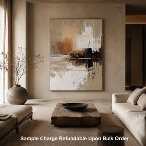 Tableau d'<span class=keywords><strong>art</strong></span> paysager moderne, peinture acrylique dessinée à la main, paysage marin neutre sur toile, <span class=keywords><strong>art</strong></span> mural abstrait pour la décoration du salon - Product Image 1