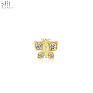 Pendientes de Mariposa Hechos a Mano de Alta Calidad, Diseño de Joyería en Oro Sólido de 14K con Diamante Natural, Pendientes Finos de un Solo Orificio - Product Image 1