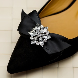 Hecho a mano Bowknot tela cristal flor DIY desmontable zapatos Clips señoras elegantes tacones altos <span class=keywords><strong>Sandalias</strong></span> <span class=keywords><strong>planas</strong></span> Zapatos broches ornamento - Product Image 3