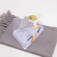 Récipient à sandwich en plastique Mini boîte à gâteau Conteneurs pour tranches de gâteau de boulangerie Boîte à mousse triangulaire avec fourchette