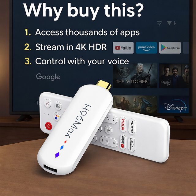 2026 Wholesale H96 MAX Quad Core Dongle 4K UHD Streaming Device Media Player Dual WiFi USB Smart Google Android 14 Fire TV Stick
