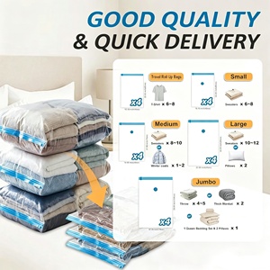 20 packs de sacs de compression <span class=keywords><strong>sous</strong></span> <span class=keywords><strong>vide</strong></span> de voyage durables et écologiques, pliables, anti-poussière, transparents, avec <span class=keywords><strong>pompe</strong></span> manuelle - Product Image 3