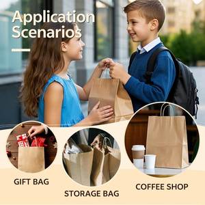 Bolsas de Compra de Papel Kraft Reciclables Biodegradables de Alta Calidad con Asas, Estilo Clásico, Marca Ruihe, Promoción Empresarial, Logotipo Personalizado - Product Image 2