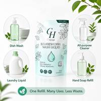 Pochettes à bec verseur personnalisées, durables, écologiques et rechargeables, vert menthe, pour liquide vaisselle, élimination de la graisse, vente en gros