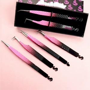 Pinzas de Precisión de Acero Inoxidable con Punta Lisa para Extensión de Pestañas, Aplicador de Pestañas Chapado en Oro, Herramienta de Salón de Belleza, Modelo de Proveedor OEM - Product Image 1