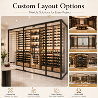 Solución Personalizada para Bodega Comercial, Sala de Exhibición de Vino de Vidrio, Estante Modular de Metal para Vino con Iluminación LED para Hotel, Restaurante, Bar