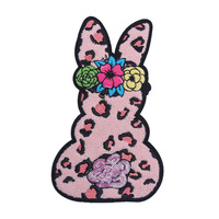 Aanpasbare grote konijnen geborduurde vilten ecologische stick-on patches voor hoeden Pasen stof pailletten badges