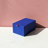 Boîte cadeau à rabat magnétique pour parfum avec poignée en ruban, emballage de luxe personnalisé en bleu pour flacon de 30 ml et 50 ml