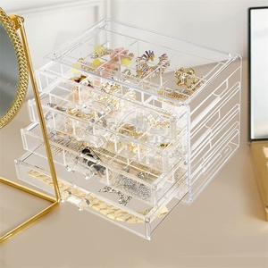 Yageli YGL-OR-413 <b>Large</b> Capacity Earring Ring <b>Gift</b> <b>Boxes</b> Acrylic Jewelry Box 4 Drawers Organizer Box Adjustable Dividers - Product Image 4