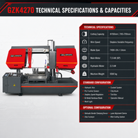 Scie à ruban automatique CNC GZK4270 de 700 mm pour métaux lourds avec variateur de fréquence
