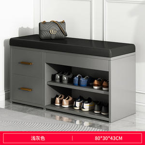 Banco de Lujo Moderno 2 en 1 Extensible para Cambio de Zapatos y Armario de Almacenamiento, Ahorro de Espacio, Paneles de Madera, 5 Estantes para Entrada del Hogar - Product Image 5