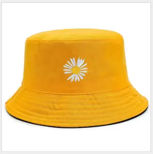 Prezzo interessante girasole nuovo tipo materiale ecologico tessuto moda elegante arancione secchiello cappelli cappello cappellino per bambini