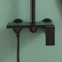 Ensemble de robinets de colonne de salle de bain de luxe, effet pluie, noir, robinet de douche, système de mélangeur, fabricant ducha douche