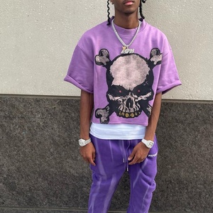 Streetwear surdimensionné personnalisé en détresse, fabricant de t-shirts courts coupés, t-shirts vintage, t-shirt court Boxy lourd pour hommes - Product Image 3