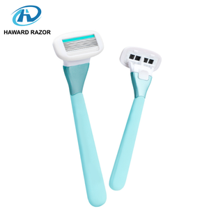 <span class=keywords><strong>Rasoir</strong></span> pour femmes à 6 lames courbes avec bande lubrifiante extra-large |   Poignée ergonomique en métal et silicone, personnalisation multicolore - Product Image 1