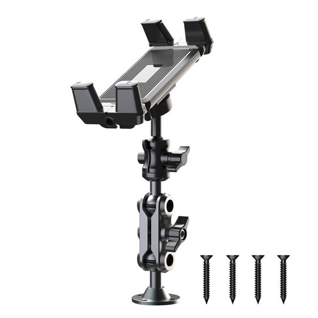 360 Degree Adjustable 2 Stage Stand Aluminum Heavy Duty Locking Screw Drill Base Tablet Holder Car Mount Dashboard