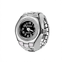 Vintage Mini-Fingeruhren-Ringe Kreative Legierungsuhren Paarringe Elastisches Armband Römische Quarz-Uhrenringe