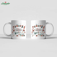 Mug à café en céramique de Noël coloré avec dessin animé, logo personnalisé imprimé, tasse en porcelaine par sublimation 11 oz, vente en gros, cadeau de fêtes