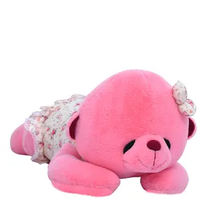 创意设计毛绒玩具毛绒动物可爱动物毛绒枕头睡熊毛绒玩具