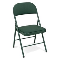 Chaise de salle à manger pliante en métal vert avec assise et dossier rembourrés, portable et empilable, pour conférences, formations et événements