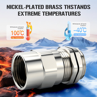 Presse-étoupe en laiton anti-poussière IP68 étanche M12-M25, filetage métrique nickelé, connecteur métallique pour boîtes de jonction et panneaux