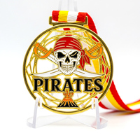 Médaille de finisseur personnalisée en alliage de zinc plaqué argent, découpée creux, thème pirate, pour marathon, sport, Halloween, souvenir, récompense, cadeau