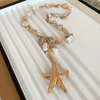 Collier double couche de luxe pour femmes collier en pierre de perles coquille étoile bohème plage fête cadeaux clavicule colliers ras du cou