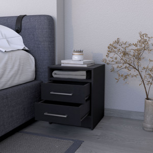 Eastover Nightstand 2.0 Melamine Two <b>Drawers</b> <b>Storage</b> <b>Drawer</b> Bedroom Furniture - Product Image 2