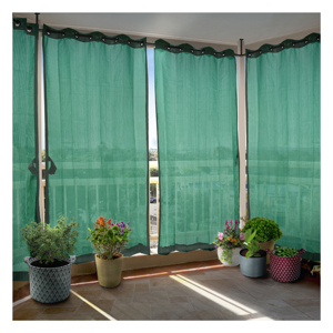 Achetez des rideaux d'extérieur imperméables vert forêt en tissu polyester teint dans la masse pour les espaces patio et balcon - Product Image 1