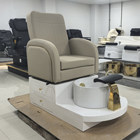 Équipement de salon de manucure de luxe, banc de spa pour les pieds avec base en bois blanc, armoire de rangement moderne, chaise de pédicure avec fonction de massage