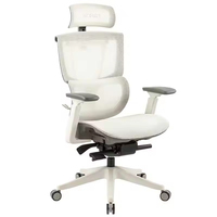 Chaise de bureau ergonomique en maille complète, confortable, moderne, blanche, à dossier haut, pivotante, réglable, pour ordinateur, pour chef d'entreprise, pour manager