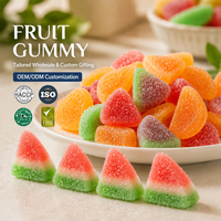 OEM/ODM Groothandel Bulk Watermeloen Vormige Jelly Gummy Candy Zuurzoete Fruit Smaken Zachte Kauwgom Snoepjes Aangepaste Logo's Mogelijk