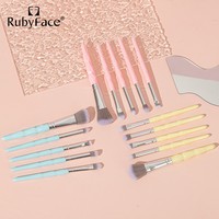 RubyFace – lot de 10 pinceaux cosmétiques portables avec Logo personnalisé, Kit de pinceaux de maquillage professionnels en laine de Nylon pour dames