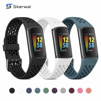 Correa de Repuesto Deportiva de Silicona Suave Perforada Compatible con Fitbit Charge 5, para Correr, Gimnasio, Entrenamiento al Aire Libre, Comodidad Durante Todo el Día
