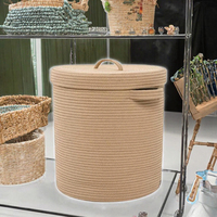 Lot de 3 paniers à plantes modernes bicolores en corde de coton faits à la main, écologiques, avec manchon conique multifonctionnel et doublure imperméable pour intérieur