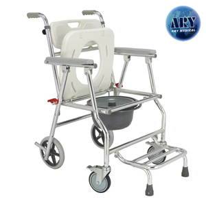 Chaise de douche pliante en aluminium avec bassin de lit Soins à domicile ou soins de santé <span class=keywords><strong>Commode</strong></span> pour fauteuil roulant - Product Image 2