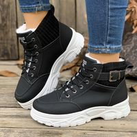 Chaussures d'hiver pour femmes à semelle épaisse, doublées de fourrure, à lacets, plateforme haute, chaudes, tendance, multicolores.