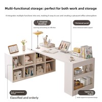 Bureau d'angle avec étagère intégrée ; Bureau d'étude à domicile, coiffeuse de chambre, bibliothèque tout-en-un ; Bureau d'ordinateur en L, bureau de travail en MDF