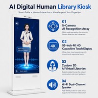Kiosco Digital con IA de 55 Pulgadas, Pantalla Táctil 4K, Cartel Digital, Sistema de Guía de Biblioteca con Animación para Elevadores, Soporte de Suelo