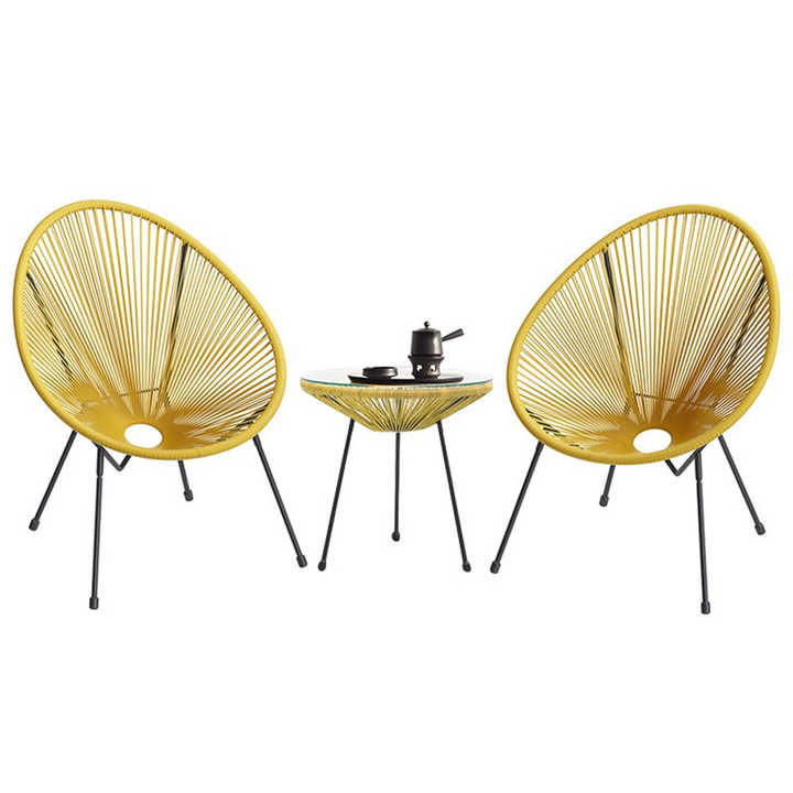 Hot Selling Fashion Design Outdoor Indoor Furniture Garden Patio Artificial Pe Rattan Wicker Balcony Dining Chair and Table Set