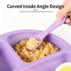 Plato de Silicona de Grado Alimenticio para Bebés, Antideslizante, con Diseño Dividido, No Tóxico, Fácil de Limpiar, Vajilla para la Cena de Niños Pequeños - Product Image 3