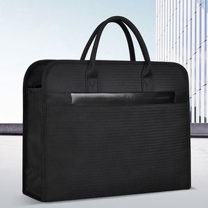 Custom PU <b>Leather</b> Document File Bag Expending Black Business <b>Briefcase</b> 15 Inches Laptop Bag for Men Zipper Document Pouches - Product Image 1