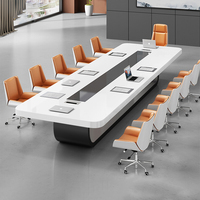 Table de conférence ovale avancée avec station de charge et armoire de rangement en bois massif – Élégante pour salle de réunion