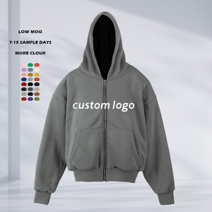 Sweat à capuche d'hiver pour homme en coton, broderie 3D, effet vieilli, épais, coupe oversize, streetwear, impression DTG personnalisée, vintage, zippé, délavé à l'acide - Product Image 1