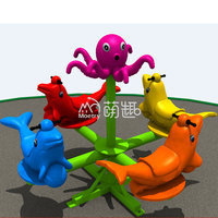 Moetry Mini carrousel pour enfants à 8 places en plastique et métal, animaux, aire de jeux extérieure, manège, jardin d'enfants, école maternelle, parc