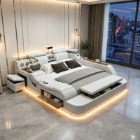 Multifunktionales Echtleder-Bett Modernes Schlafzimmer Tatami-Bett mit Stauraum Medien-Schlafzimmer Hotel-Projektmöbel