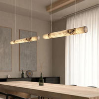 Luminaires suspendus linéaires en cuivre et marbre, style minimaliste moderne, pour table de salle à manger
