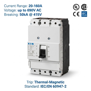 Interruptor Automático de Caja Moldeada (MCCB) Serie NZM NZMB1-A100-AS 100A 3P 400V CE ISO para Caja de Distribución de Energía Industrial - Product Image 3